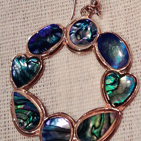 Abalone Dangle Hoop R - Picture 2 of 3